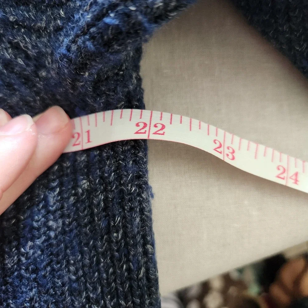 Banana Republic Mens XL Blue Wool Linen Blend Full Zip Ribbed Cardigan Sweater